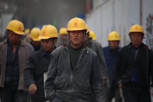 workers walking to the factory